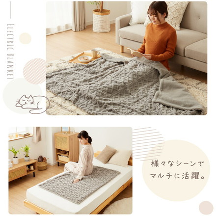 電気掛敷毛布 電気敷毛布 セミシングル シングル 130×80cm 188×130cm JQボア ファー 電気ブランケット 速暖 温度調節 丸洗いOK CWA401G-HP CWA401G-HP シングル(188×130cm)