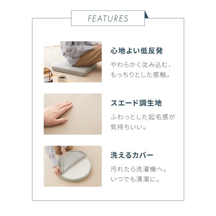 低反発クッション 正方形 薄タイプ 2枚組 ネイビー