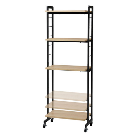 オープンラック 幅53 奥行30 高さ146.5cm キャスター付き 可動棚 S字フック付き 収納ラック 4段 デスク