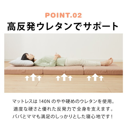 アキレス 日本製 帝人マイティトップ使用 三つ折り マットレス ダブル 連結 滑り止め付き 吸湿 敷き布団 折りたたみ