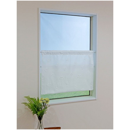 日本製 小窓レースカーテン 約巾70cm×丈90cm 小窓 出窓 カフェカーテン 遮熱 断熱 UVカット 目隠し