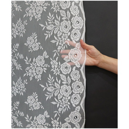 日本製 フリーカットレースカーテン 巾100cm×丈250cm バラ柄 花柄 2枚組 自由に長さ変更 ハサミでカット