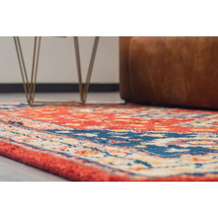 ラグ 130×190cm トライバル 部族絨毯風 ウール コットン 天然素材