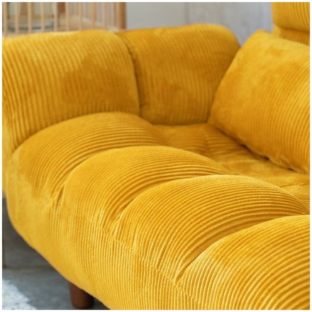 カウチソファー ファクトIVコーデュロイ マスタード ソファ ソファー 2人掛け コンパクト リクライニング シンプル