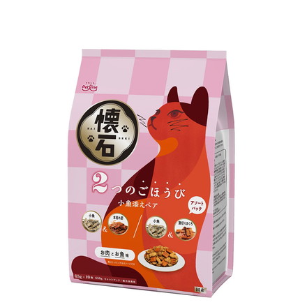 ペットライン 懐石 2つのごほうび フレーバータイプ 650g 小分けパック 猫用 猫 キャットフード ドライ まぐろ節添え