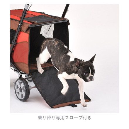 ボンビアルコン ペット用 大型 バギー 折りたたみ スロープ付 耐荷重30kg ペットカート オリーブ