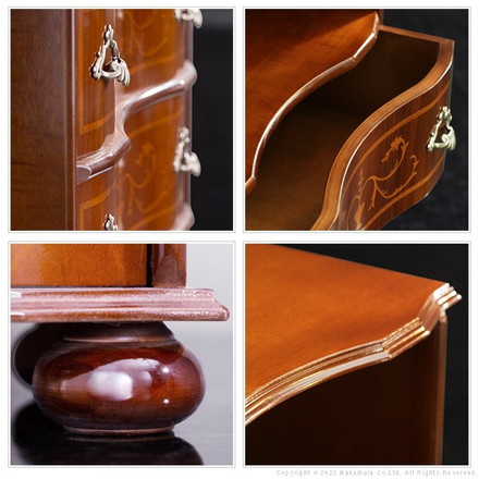 完成品 イタリア製 ヴェローナ クラシック 丸脚 2段 オープンチェスト 幅75 アンティーク 北欧 たんす タンス