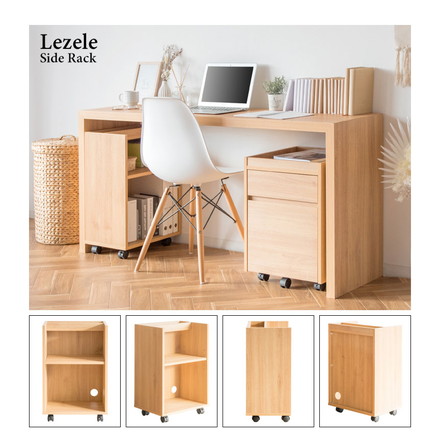 キャスター付き サイドラック Lezele ルゼル 2段 オープン デスクワゴン デスク下収納 サイドワゴン ホワイト