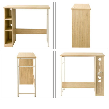 スタンディングデスク Almo(オルーモ) 高さ100cm コンセント2個口 ハイタイプ デスク 収納棚付き デスク ブラウン