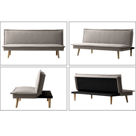 3Pソファベッド Capella カペラ ソファ ソファベッド 3人掛け ブークレ ブークレ生地 ゆったり 背もたれ ダークグレー