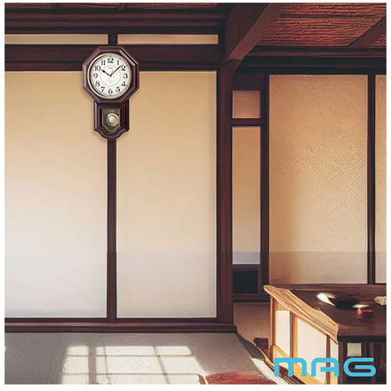 MAG マグ 掛け時計 壁掛け 柱時計 アナログ 静音 連続秒針 アンティーク レトロ 振り子 メロディ ボンボン