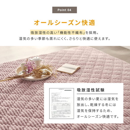 ストライプ フランネル キルトラグ 190×240cm 洗える防菌 防臭 防ダニ 床暖房対応 ホットカーペット対応 滑り止め 長方形 ラグ マット カーペット ベージュ