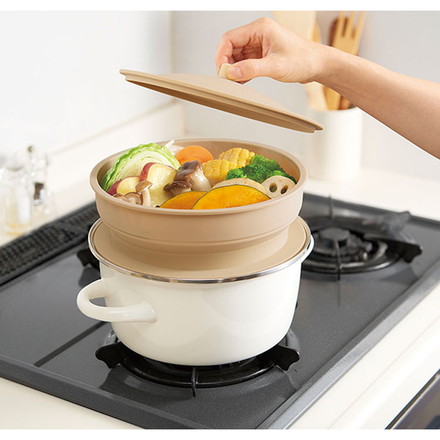 折りたためる ワイドシリコンスチーマー 18~20cm 鍋対応 コジット