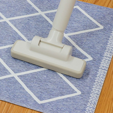 ベストコ 玄関マット 室内 40×80cm お手入れ簡単 防炎 防カビ 抗菌 防臭 ラムバス ブルー ひし形 北欧