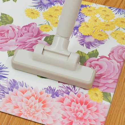 ベストコ 玄関マット 室内 60×90cm お手入れ簡単 防炎 防カビ 抗菌 防臭 フラワリー 花柄 ND-5191