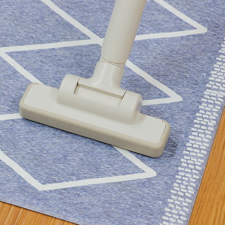 ベストコ 玄関マット 室内 60×90cm お手入れ簡単 防炎 防カビ 抗菌 防臭 ラムバス ブルー ひし形 北欧