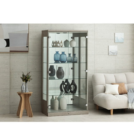 コレクションケース単品 160 幅80×奥行45×高さ160cm ハイタイプ コレクションラック ガラスケース 開梱設置無料 鍵付 ケース 棚 ダークグレー