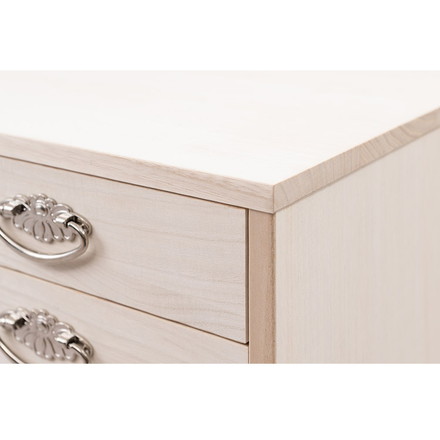 シルバー取っ手が華やかな桐クローゼットチェスト 幅99.5 奥行44 高さ61cm 3段タイプ キャスター付き