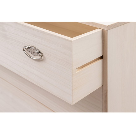 シルバー取っ手が華やかな桐クローゼットチェスト 幅99.5 奥行44 高さ61cm 4段タイプ キャスター付き