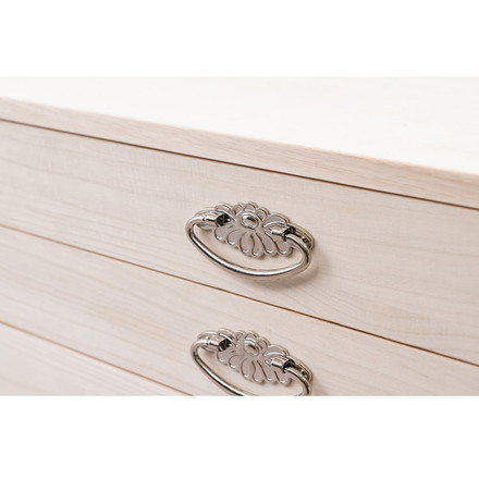 シルバー取っ手が華やかな桐クローゼットチェスト 幅99.5 奥行44 高さ61cm 6段タイプ キャスター付き