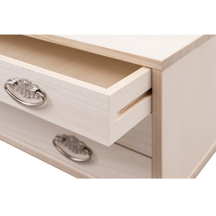 シルバー取っ手が華やかな桐クローゼットチェスト 幅99.5 奥行44 高さ24.5cm 3段タイプ上置き兼用