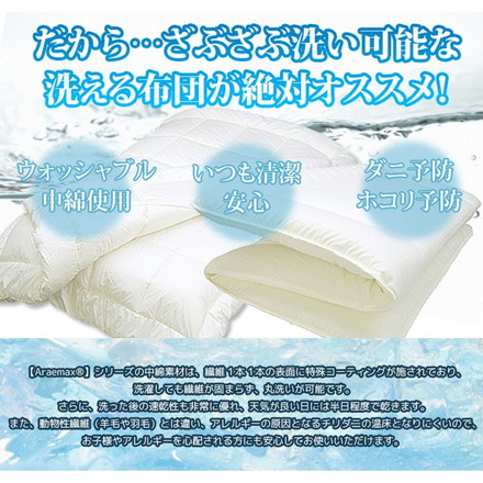 日本製 掛布団 キング 洗える布団 防ダニ araemax アラエマックス キング 掛けふとん 寝具 ダクロン(R)