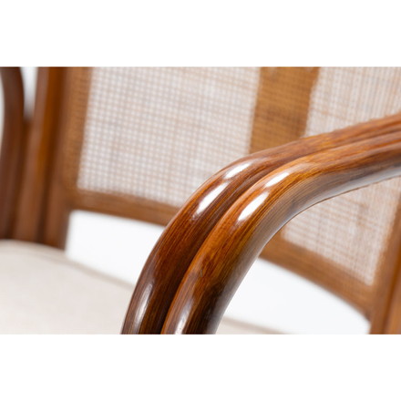 椅子 ラタン チェア 肘掛け付き 背もたれ付き ラタン座椅子ロー 籐 天然素材 丈夫 しなやか 通気性 年中快適 軽量 クッション付き