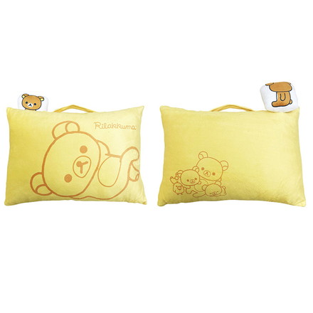 リラックマ マスコット付きまくら 枕 取っ手付き 持ち手付き キャラクター 可愛い 男の子 女の子 子供