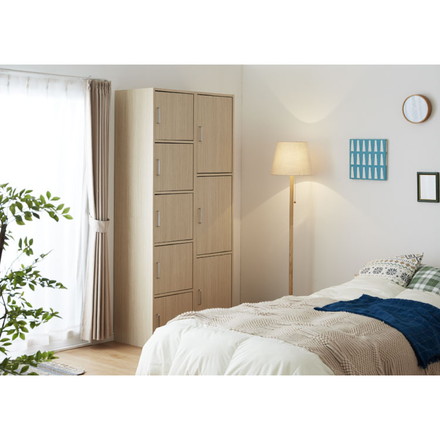 収納ラック 扉付き フルニコ 幅43cm ナチュラル 収納 高さ179.7cm 木目調 マグネット式 大容量 3段