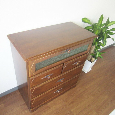 【ベルク】チェスト 幅80cm(ラバーウッド・ブラウン)