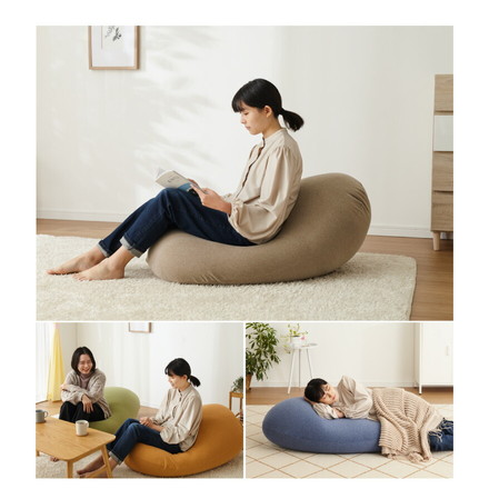 超極小ビーズ ビーズクッション 特大 omochi MID 125×60×20cm モチモチ 洗える カバー付き グレー