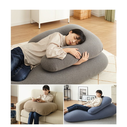 超極小ビーズ クッション U字サポート omochi U 90×70×25cm イエロー