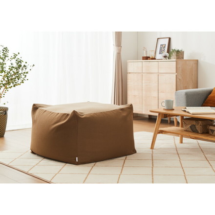 ビーズクッションカバー キャンバス生地 65×65×43cm Lサイズ omochi SQUARE カバー 布団収納袋 イエロー