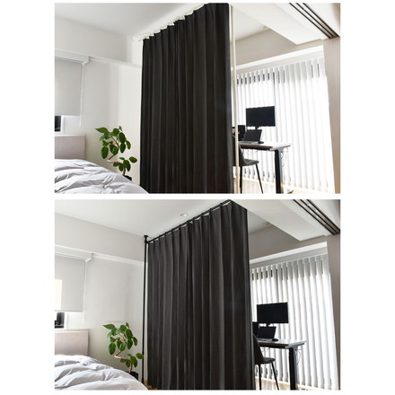 つっぱりカーテンレール 中間支柱付き リングランナー20個付き 幅200~300cm カーテンポール TOSO トーソー Naivis ナイビス ブラック