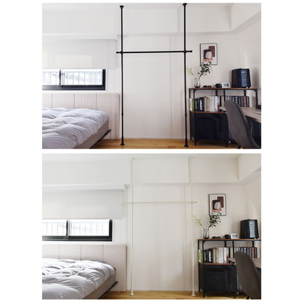 つっぱりハンガー 1段タイプ 幅70~120cm ハンガーラック 突っ張り棒 物干し竿 脱衣所 ランドリー ブラック