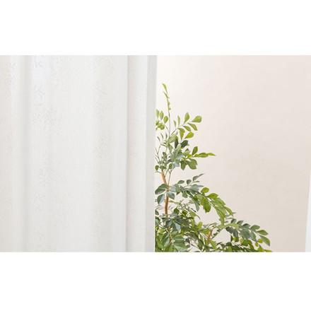 ミラーレースカーテン 7サイズ リーフ柄 日本製 UVカット 紫外線 高機能レース レースカーテン 断熱 保温 省エネ 幅100×長さ103cm2枚組