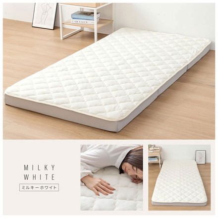 【絶対にズレない敷パッド単品】OKU-PITA レーヨンパイル敷きパッド セミダブル ズレない 春 夏 秋 置くだけ ミルキーホワイト