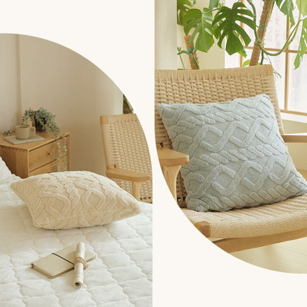 【2点セット】 クッションカバー 45×45cm ケーブルボア あったか 北欧 クッション 秋冬 2stミルキーホワイト[s53514-0010]