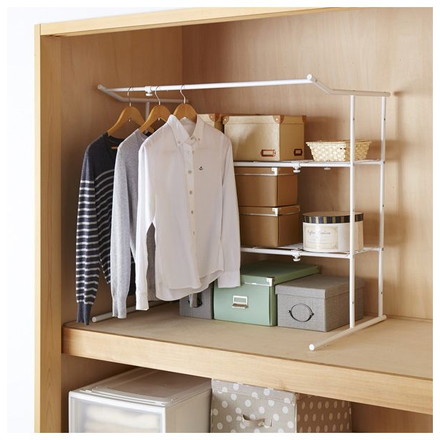 押入れ伸縮ハンガーシェルフ 白 OHW-40 平安伸銅工業