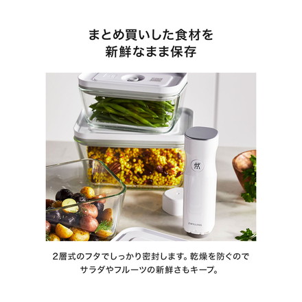 フレッシュ&セーブ 真空保存容器 ガラスコンテナ3点セット S M L 追加コンテナ 追加購入 密閉 鮮度長持ち 5倍長持ち 湿気 酸化防止 真空調理 ガラス容器 保存容器 冷凍 冷蔵 ツヴィリング