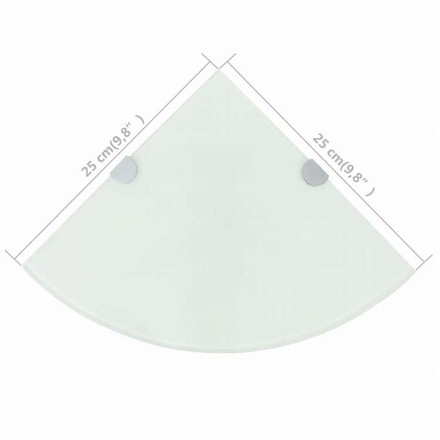 vidaXL コーナーシェルフ クローム棚受け付き ガラス製 ホワイト 25x25cm家具 棚 壁面収納棚・壁面ラック