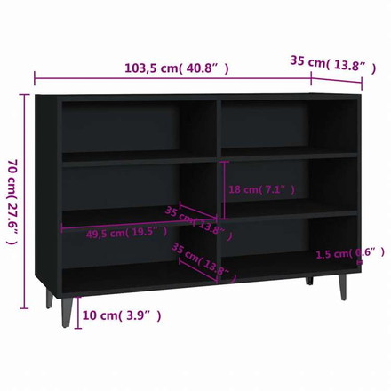 vidaXL 806041 vidaXL サイドボード ブラック 103.5x35x70cm