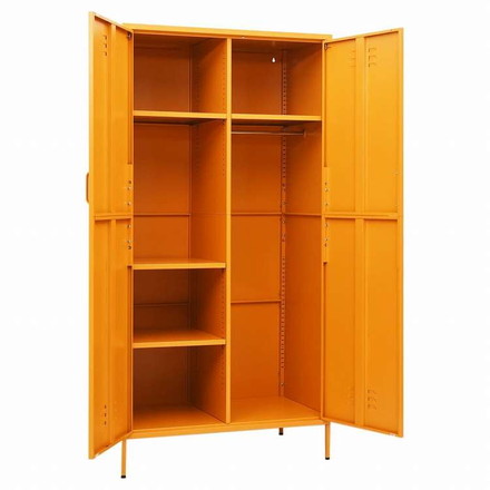 vidaXL 洋服ダンス マスタードイエロー 90x50x180 cm スチール家具 キャビネット&収納