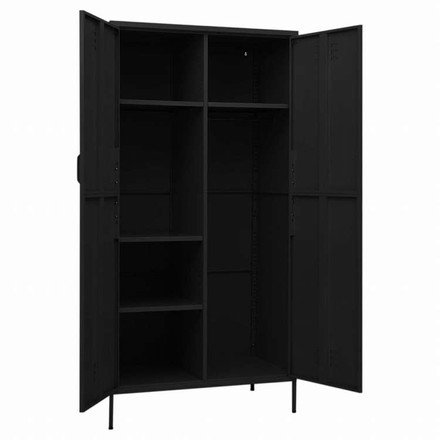 vidaXL 洋服ダンス ブラック 90x50x180 cm スチール家具 キャビネット&収納