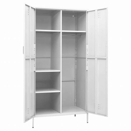 vidaXL 洋服ダンス ホワイト 90x50x180 cm スチール家具 キャビネット&収納