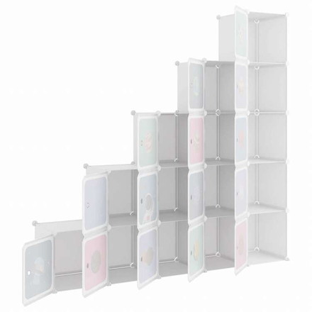 vidaXL キューブ収納キャビネット 子ども向け キューブ15点 ホワイト PP製ホーム&ガーデン 家事用品