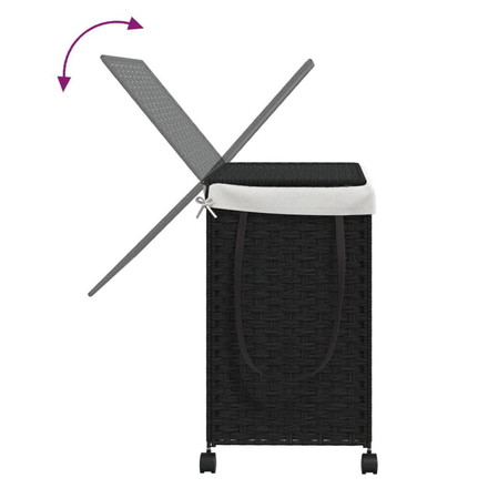 vidaXL ランドリーバスケット キャスター付き ブラック 60x35x60.5cm