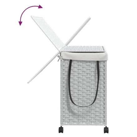 vidaXL ランドリーバスケット キャスター付き ホワイト 60x35x60.5cm