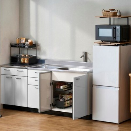 アイリスオーヤマ シンク下引き出しラックスリム SSR-200 ブラック