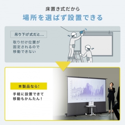 サンワサプライ プロジェクタースクリーン（床置き・パンタグラフ・超短焦点対応・100型・16:9） PRS-YPT100HDT